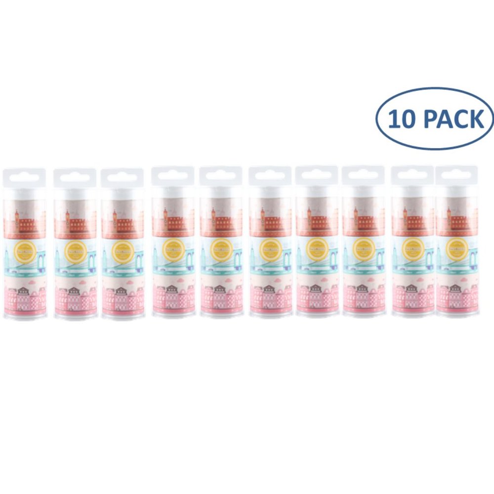 MILIKO CITY COLLECTION DECORATION WASHI TAPE 10 PK